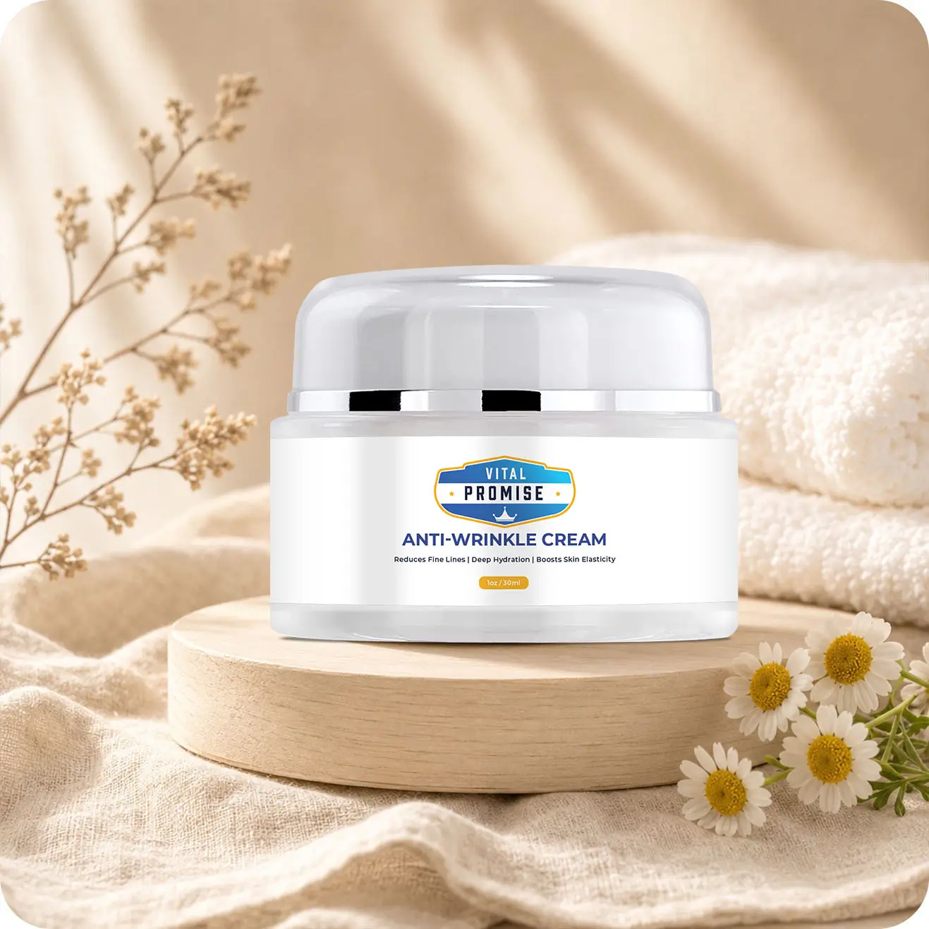 Front view of Vital Promise Anti-Wrinkle Cream jar